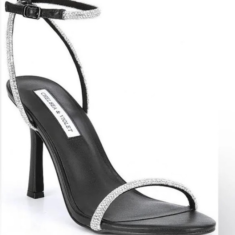 Chelsea & Violet Black Sandals with Silver Accents